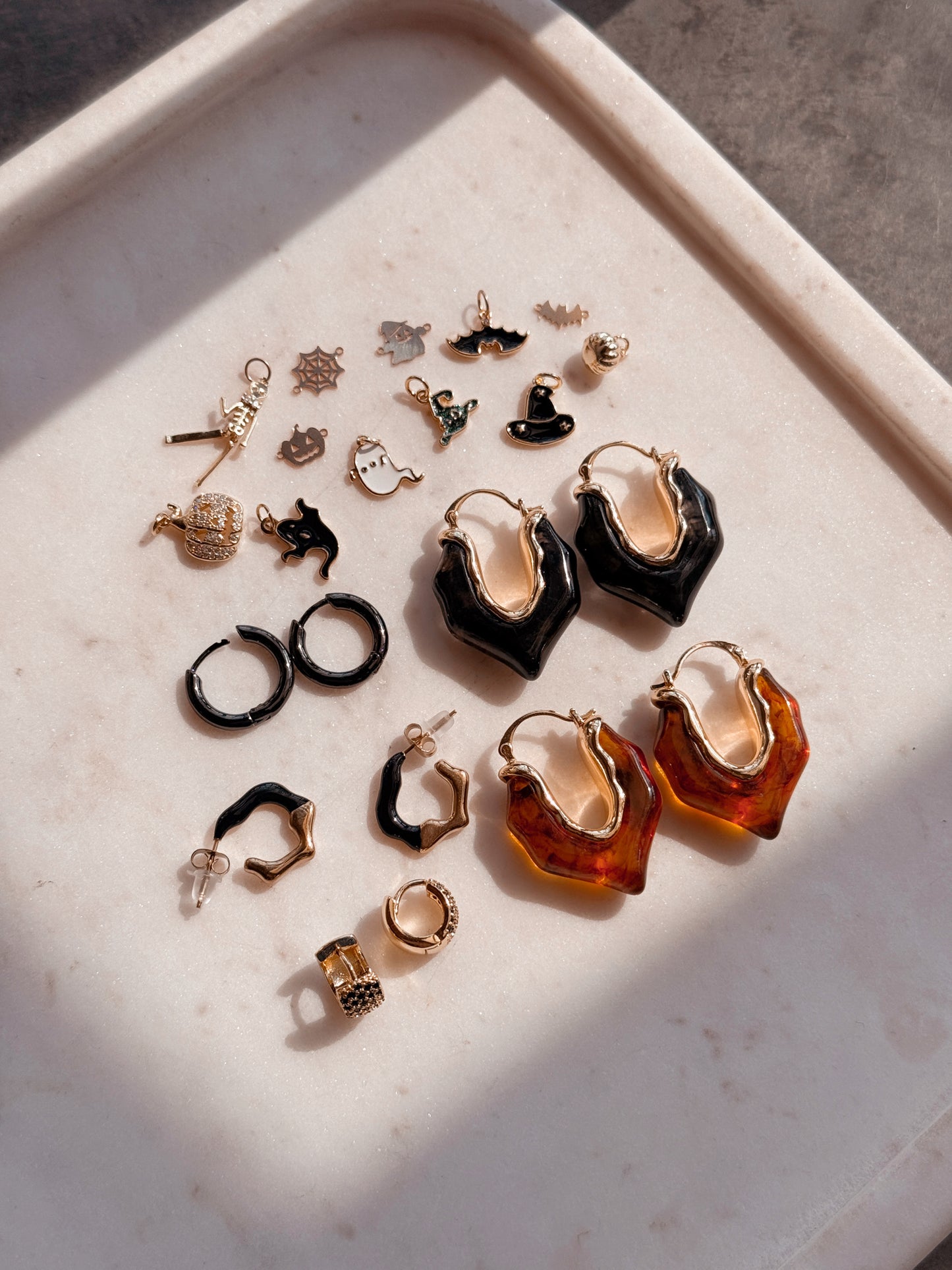 Gold & Black Dipped Hoop Studs