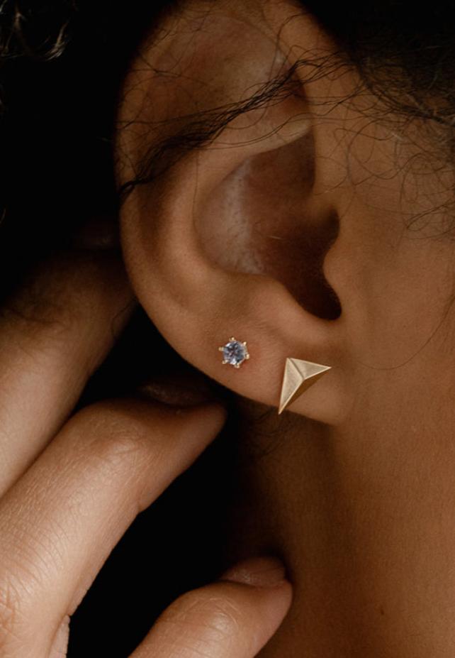 14k Solid Gold Tanzanite Studs - Pair