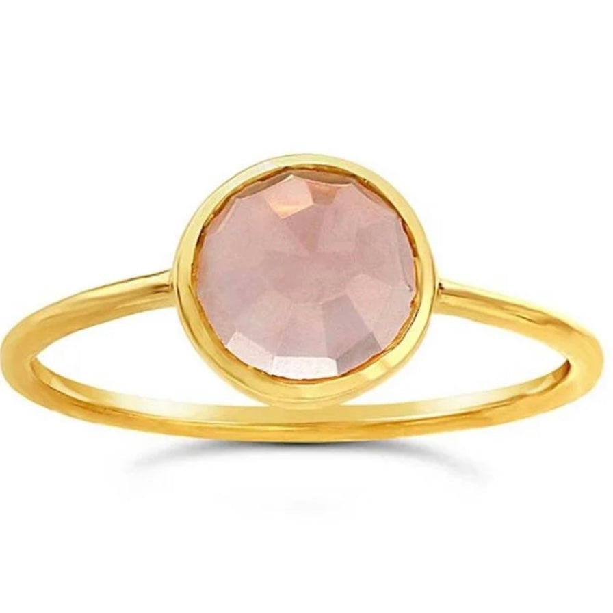 14k Solid Gold Rose Quartz Ring