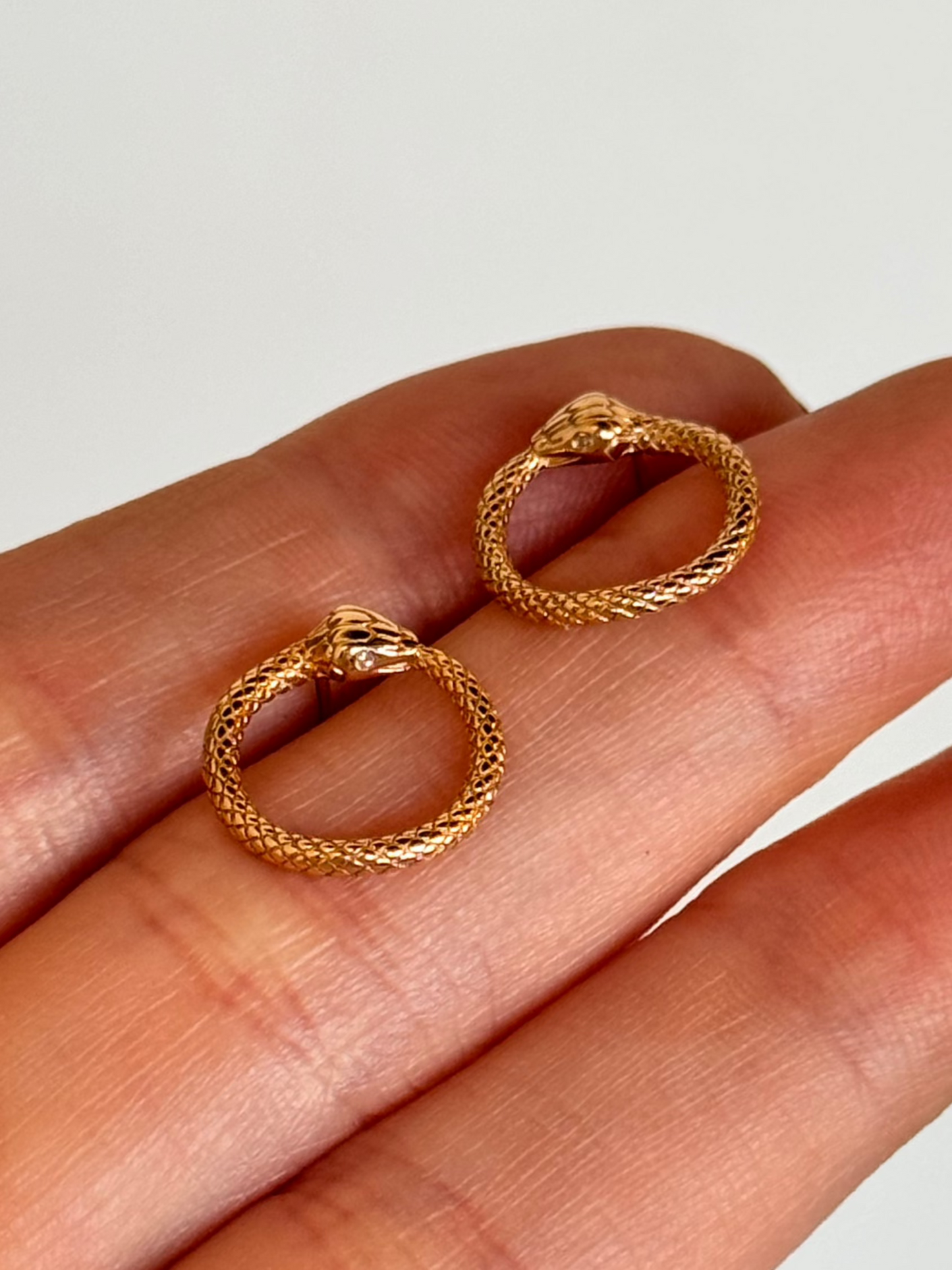 14k Solid Gold Snake Studs - Pair