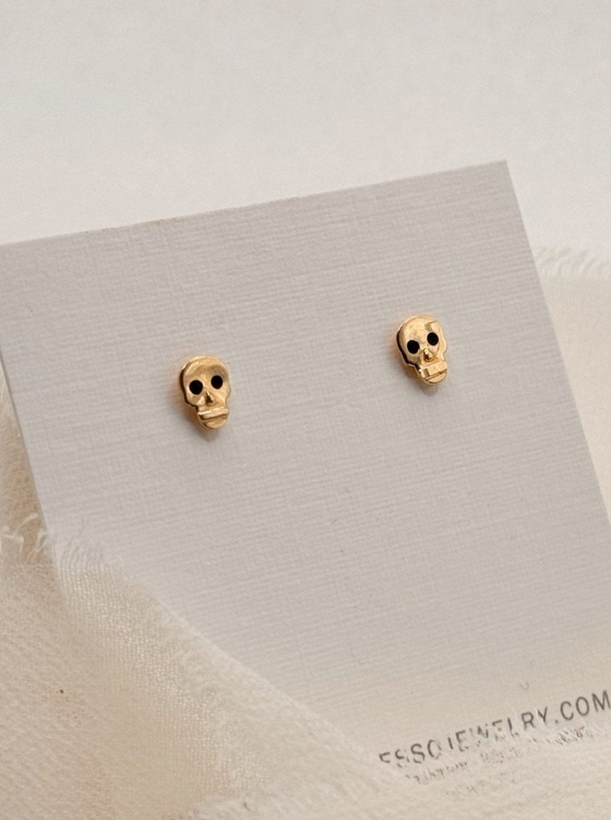 14k Solid Gold Skull Studs