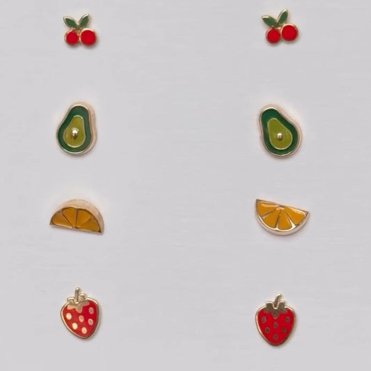 14k Solid Gold Fruit Studs