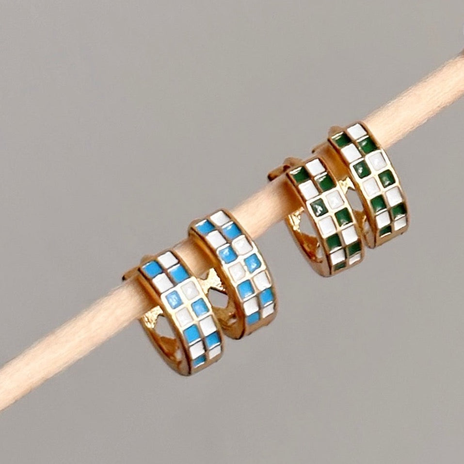 Checkered Enamel Hoops