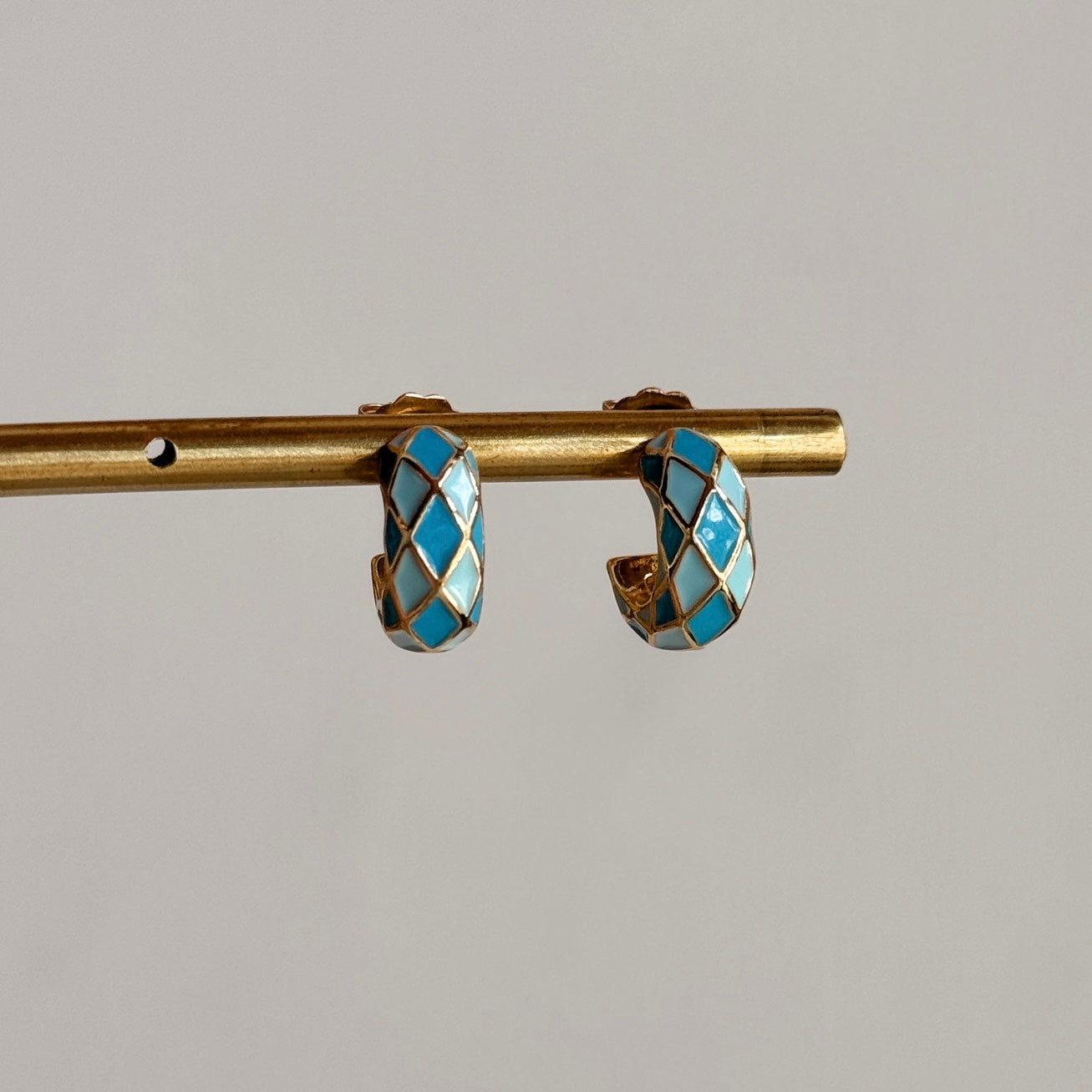 Blue Diamond Enamel Hoops