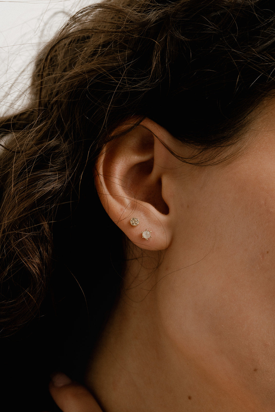 14k Solid Gold Gray Rough Cut Diamond Studs