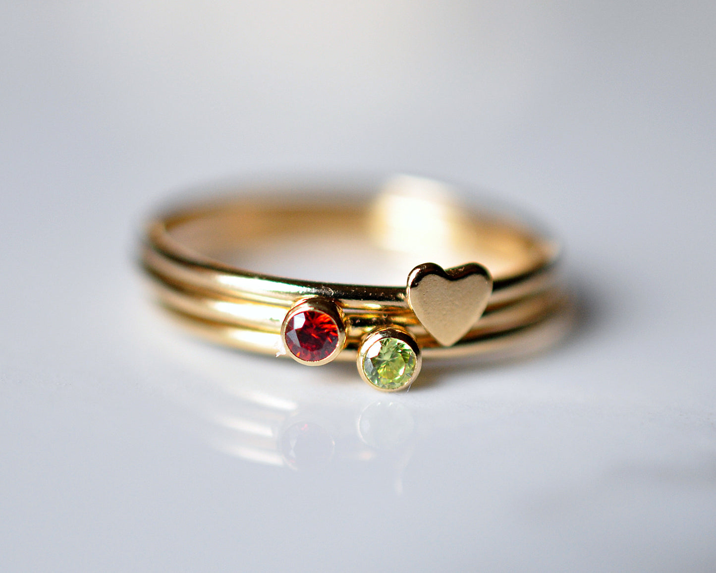 Heart & Birthstone Stack - Quad Espresso Jewelry