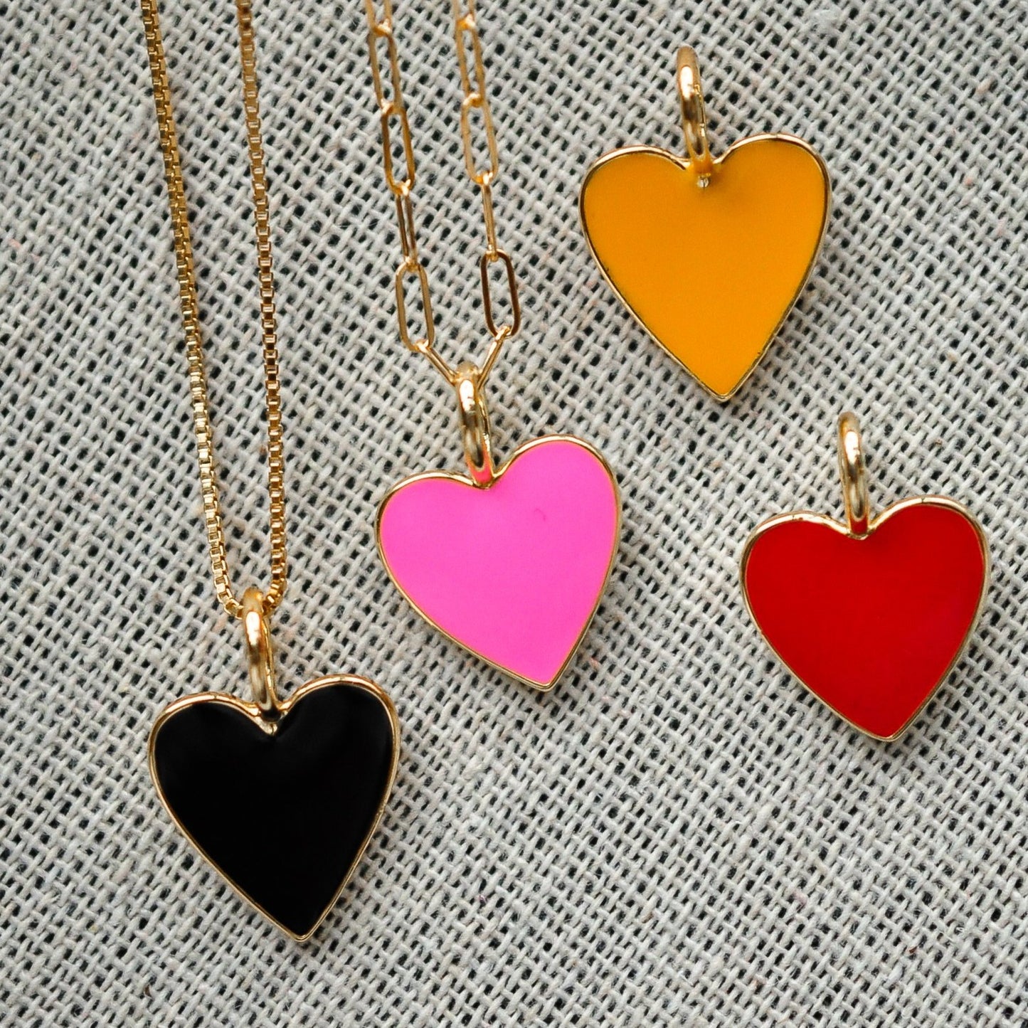 Colored Heart Charm Necklace