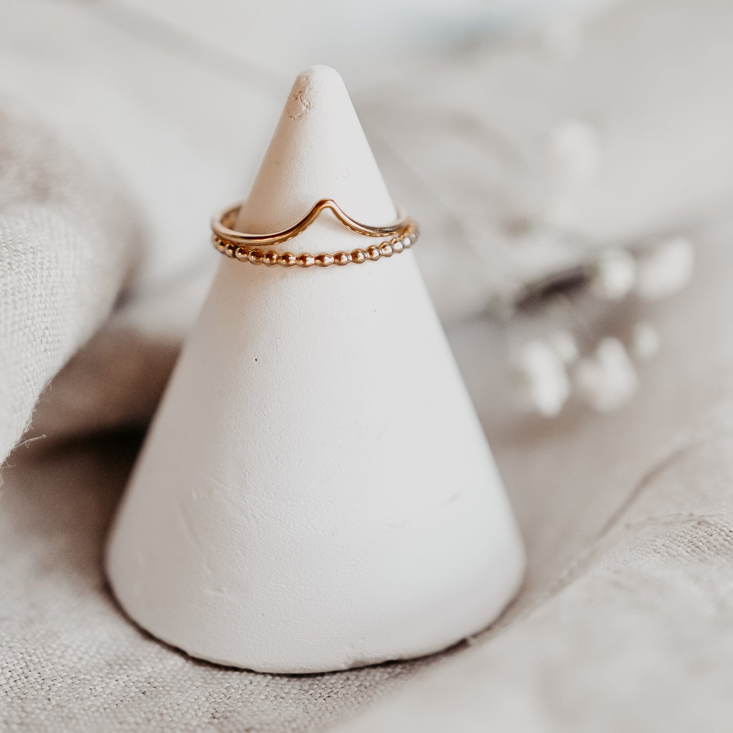 Beaded Stacking Ring - Quad Espresso Jewelry