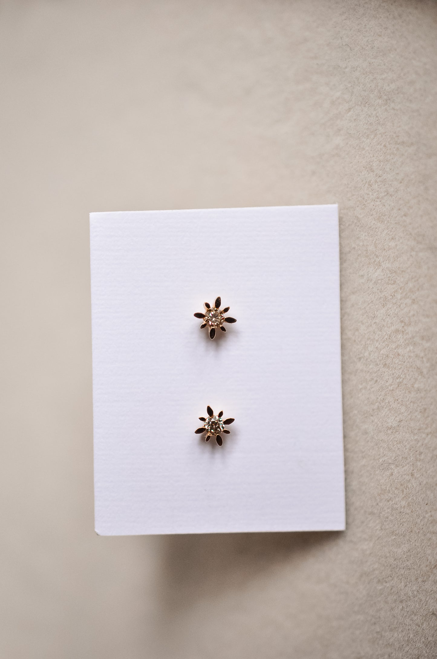 14k Solid Gold Compass Star Diamond Studs