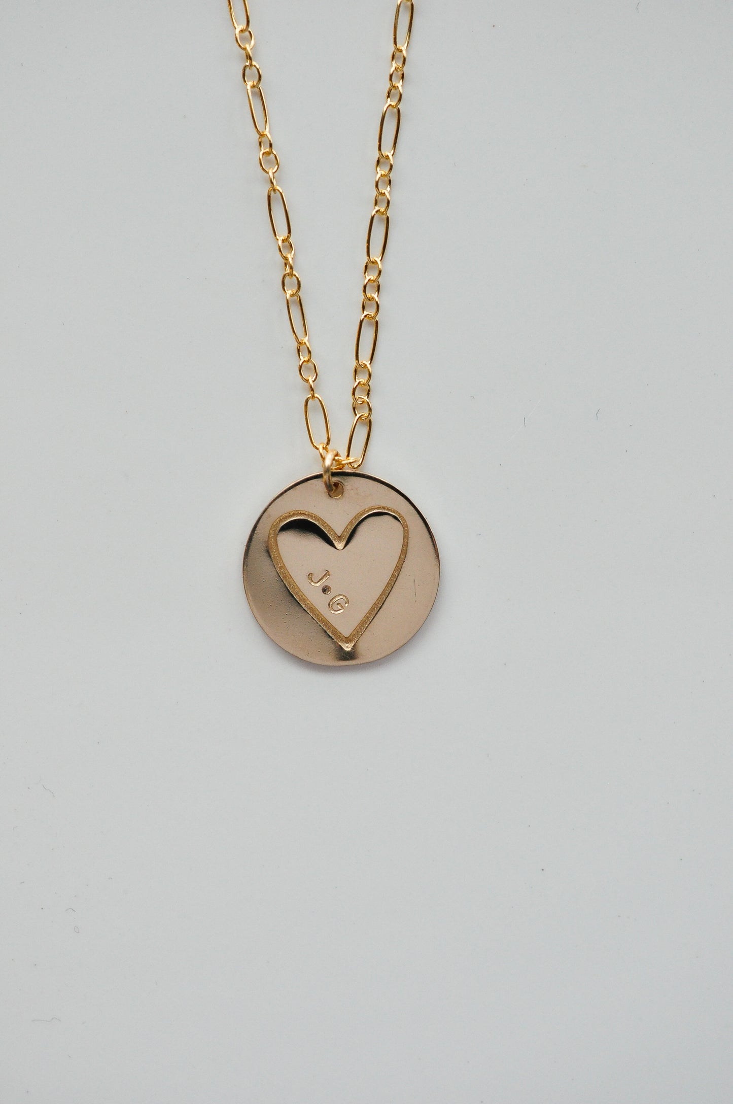 Stamped Heart & Initial Necklace