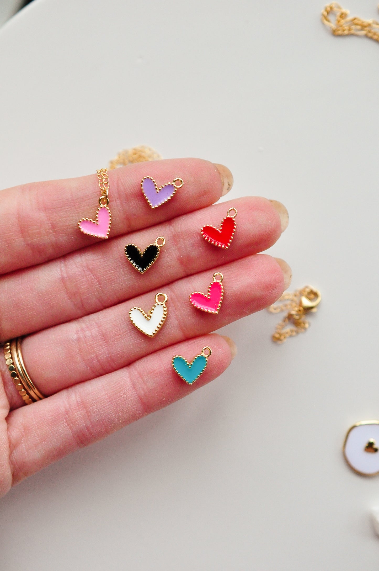 Cutie Colored Heart Charm Necklace