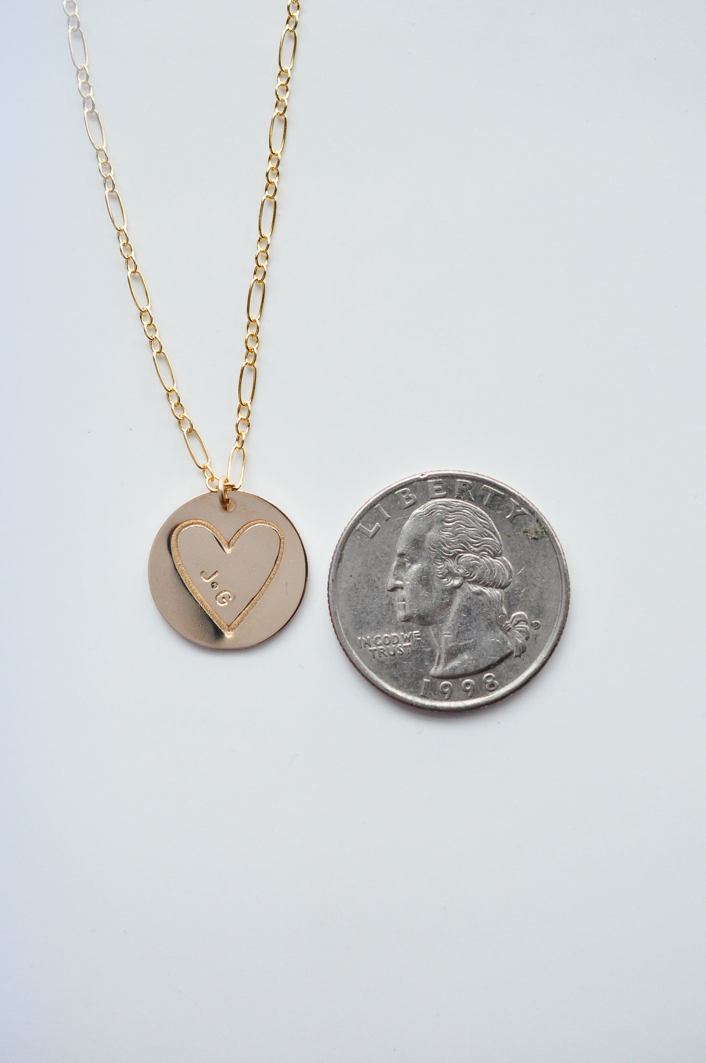 Stamped Heart & Initial Necklace