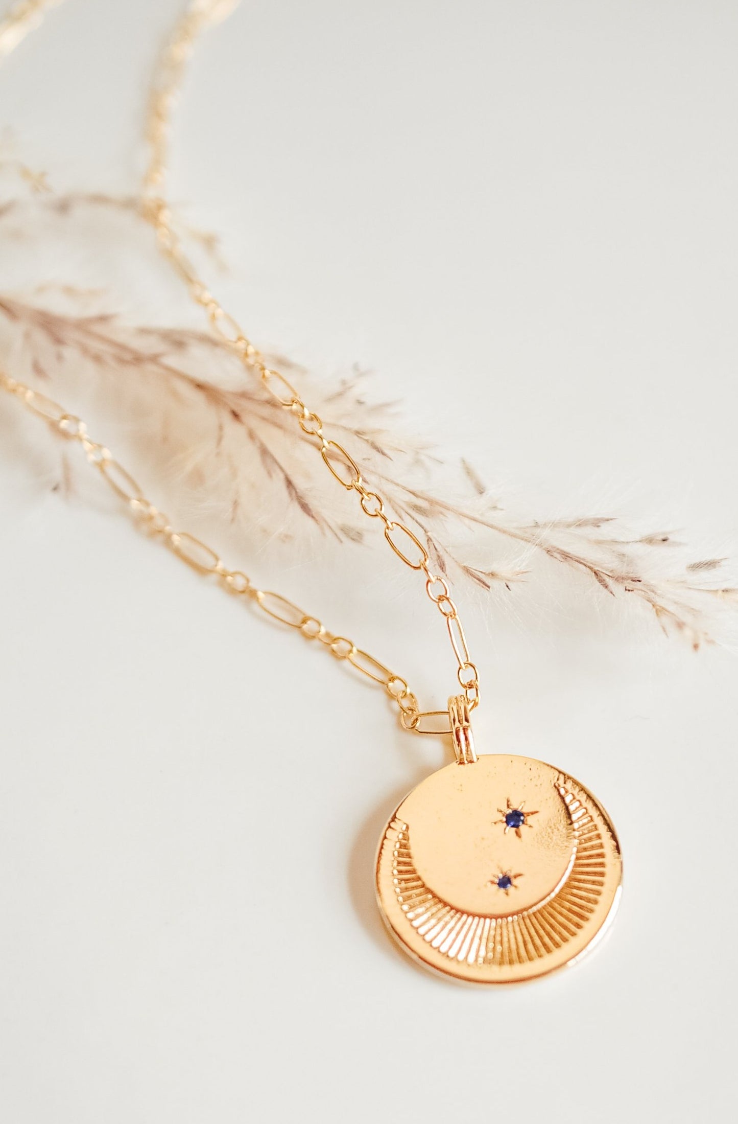 Sapphire Moon Charm Necklace