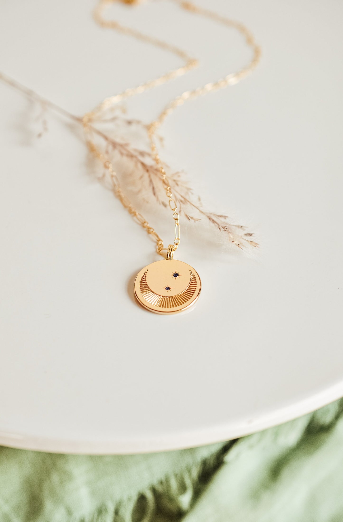 Sapphire Moon Charm Necklace