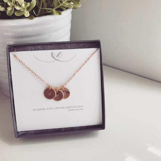 Initial Disc Necklace - Quad Espresso Jewelry