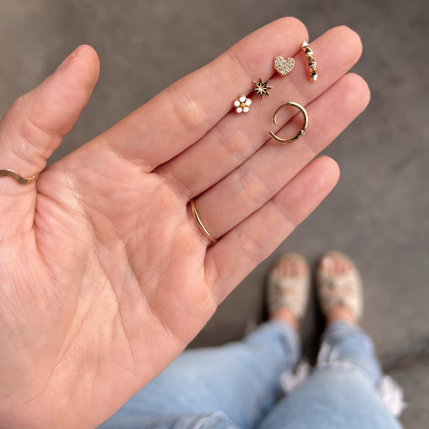 14k Gold Curved Spiked Studs