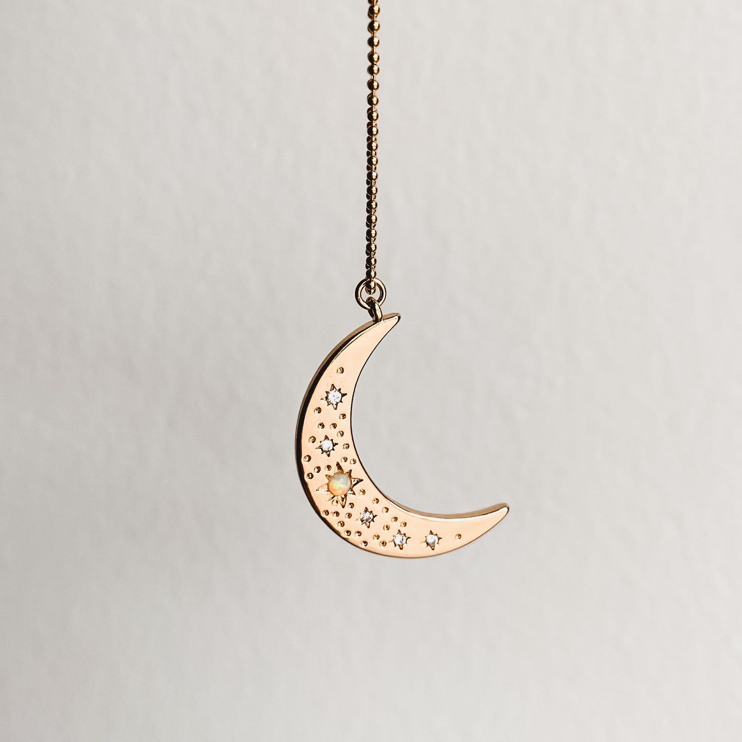 Embellished Moon Charm Necklace