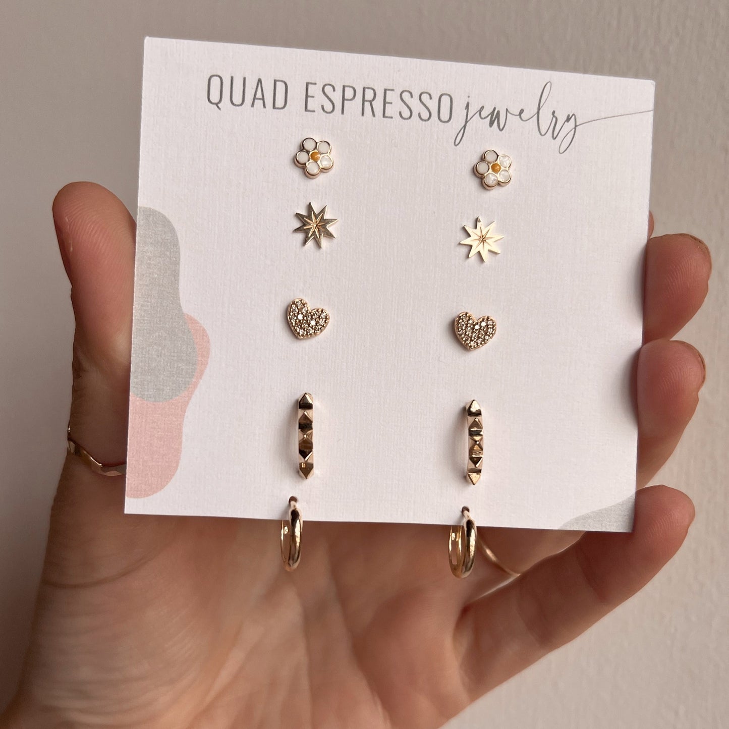 14k Gold Diamond Heart Studs