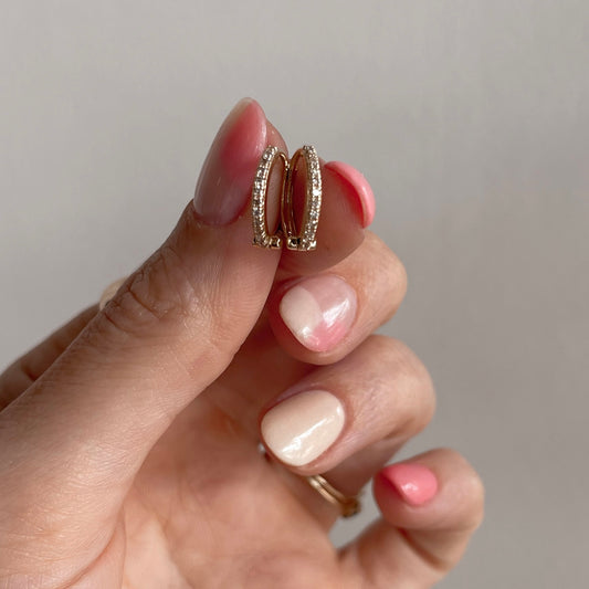 14k Solid Gold Diamond Hoops