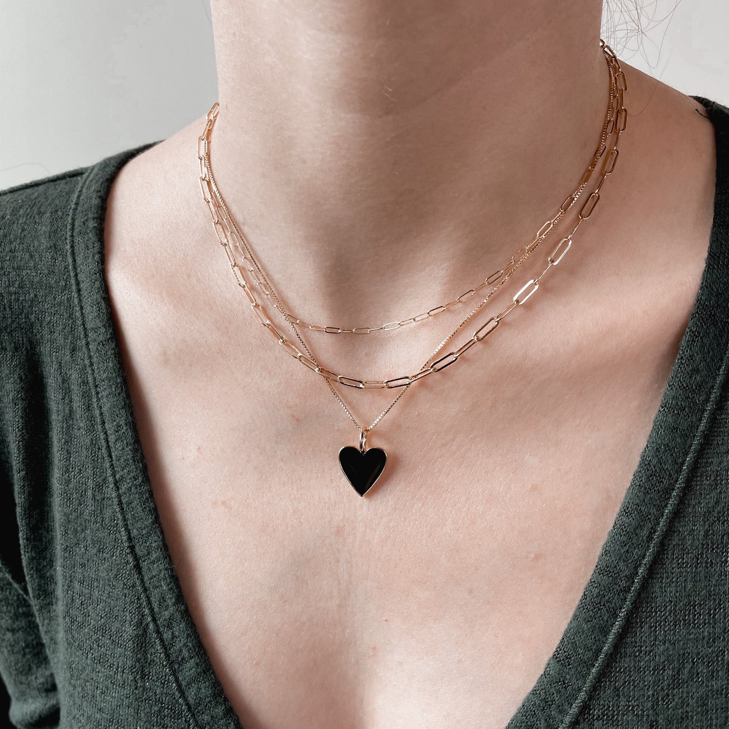 Colored Heart Charm Necklace