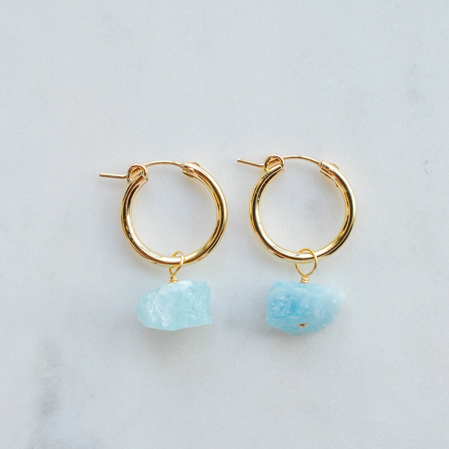 Weekend Hoops + Aquamarine Stones