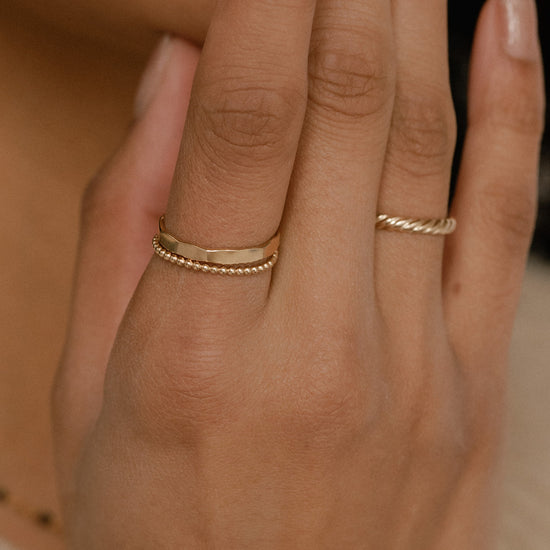 Flat Hammered Band - Quad Espresso Jewelry