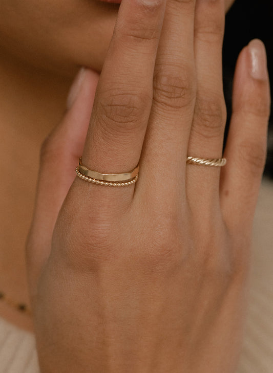 Flat Hammered Band - Quad Espresso Jewelry
