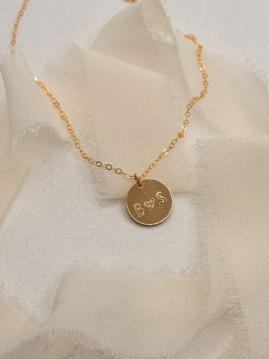 Circle Love & Initial Disc Necklace - Quad Espresso Jewelry