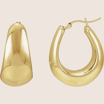 14k Solid Gold Puffed Hoop Earrings