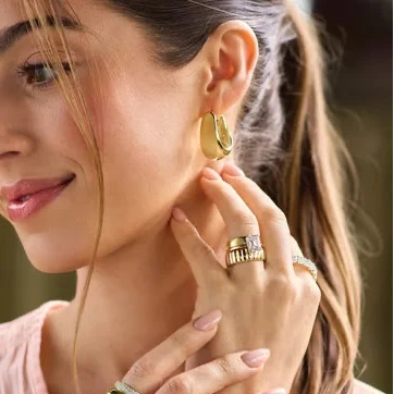14k Solid Gold Puffed Hoop Earrings
