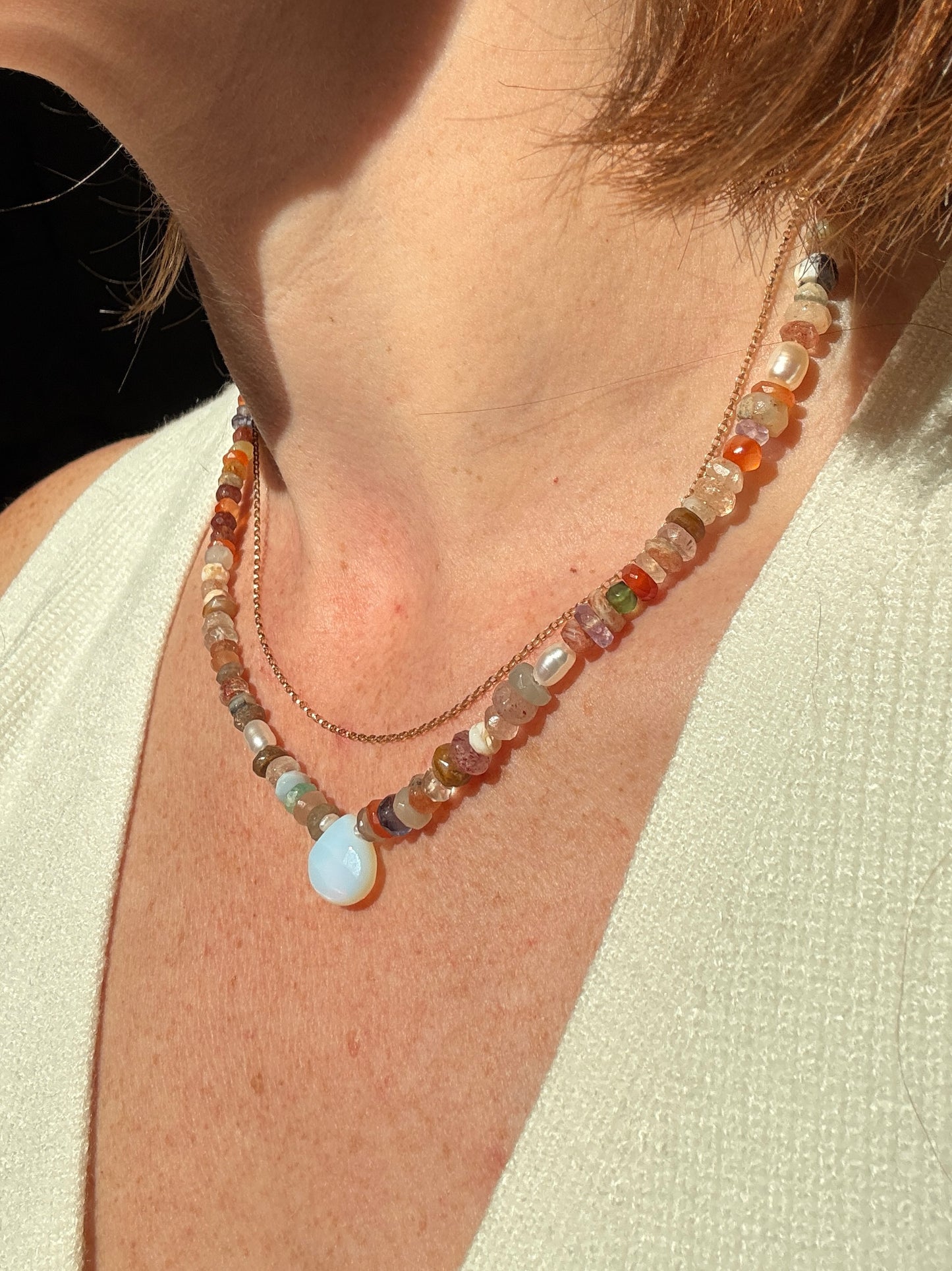 Multi Gemstone + Opal Necklace