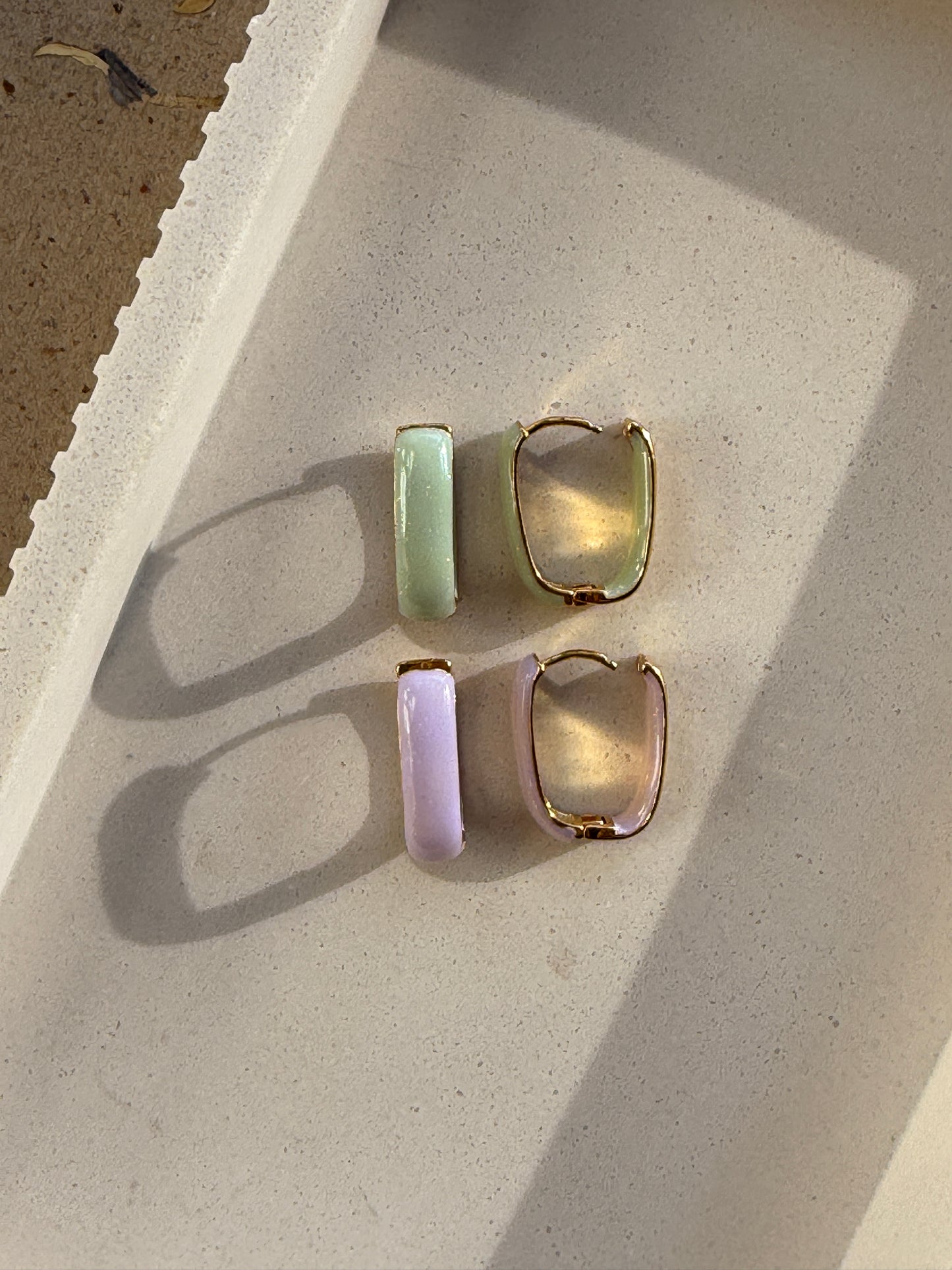 Sparkly Rectangle Enamel Hoops