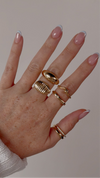 14k Solid Gold Ridged Dome Ring