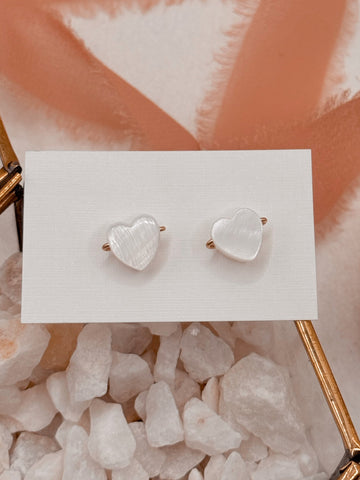 Pearl Heart Studs - Quad Espresso Jewelry