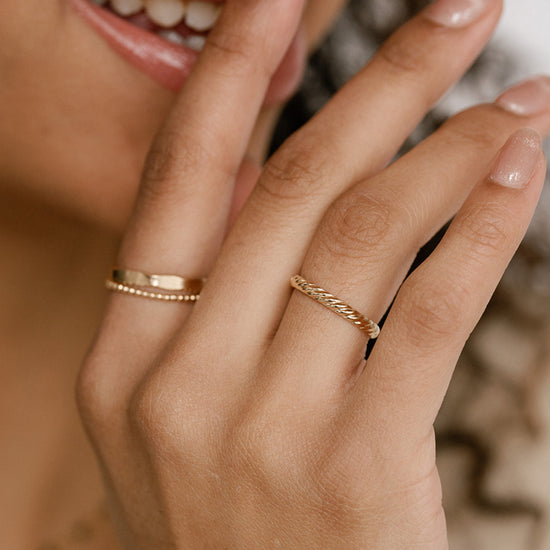 Flat Hammered Band - Quad Espresso Jewelry