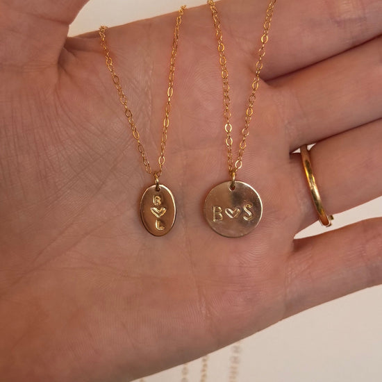 Circle Love & Initial Disc Necklace - Quad Espresso Jewelry