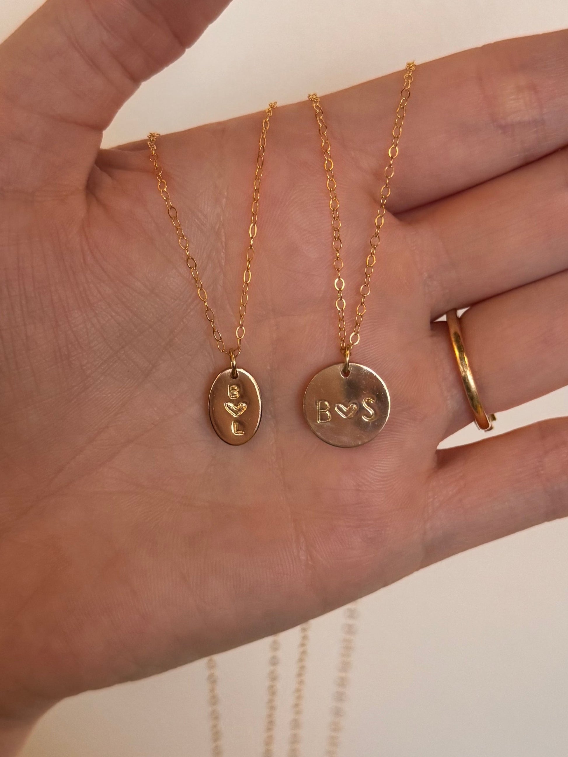 Circle Love & Initial Disc Necklace - Quad Espresso Jewelry