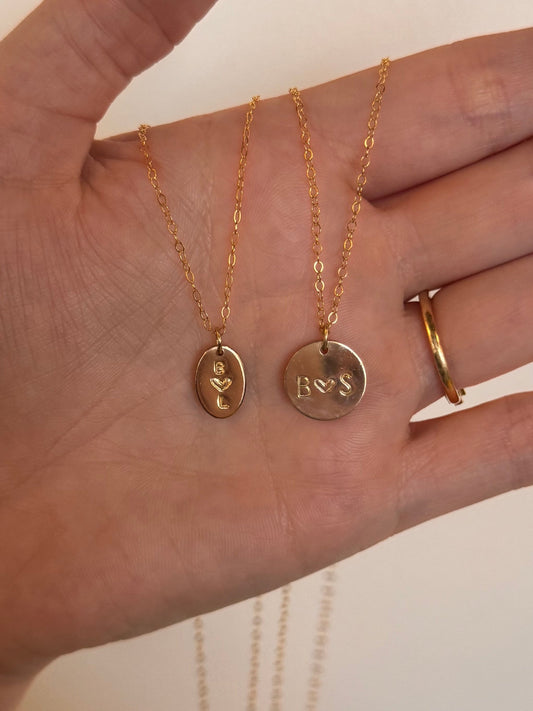Circle Love & Initial Disc Necklace - Quad Espresso Jewelry