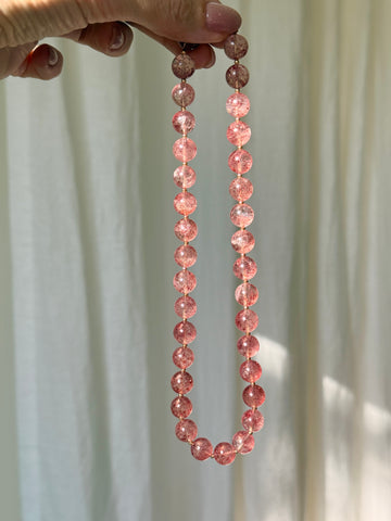 Strawberry Quartz + Gold Filled Spacers Necklace