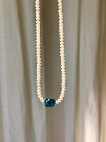 Pearls + Blue Fluorite Necklace