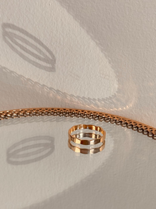 Flat Hammered Band - Quad Espresso Jewelry