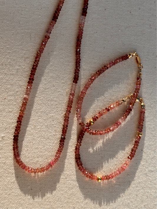 Faceted Pink Tourmaline Necklace & Bracelet