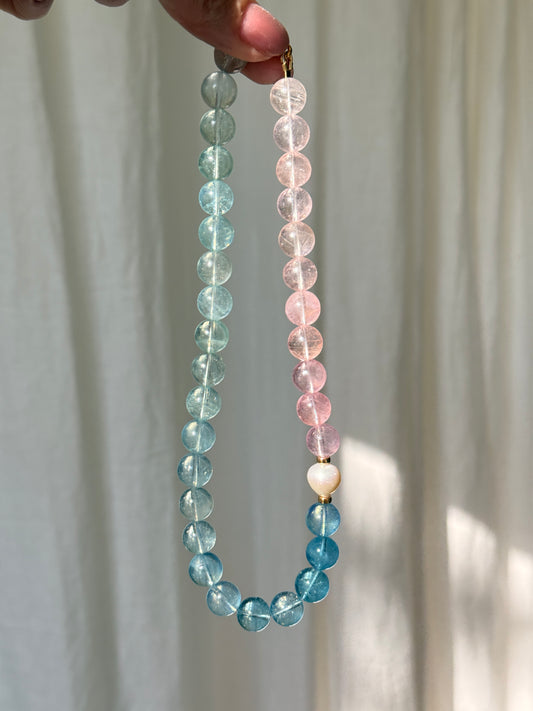 Morganite + Pearl Necklace