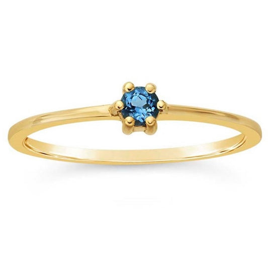 14k Solid Gold Blue Topaz Ring