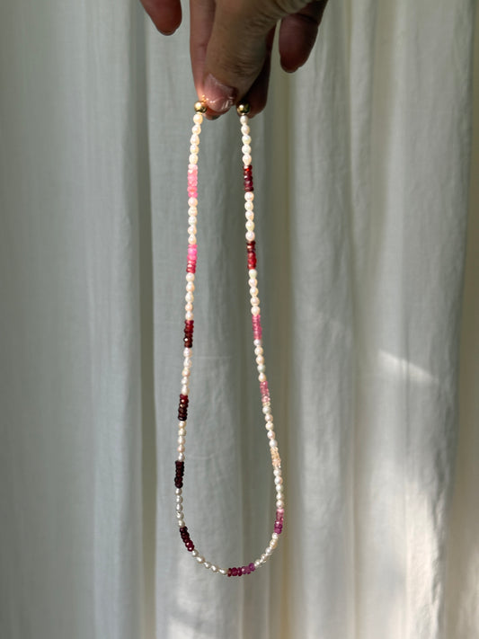 Pearls + Ruby Necklace