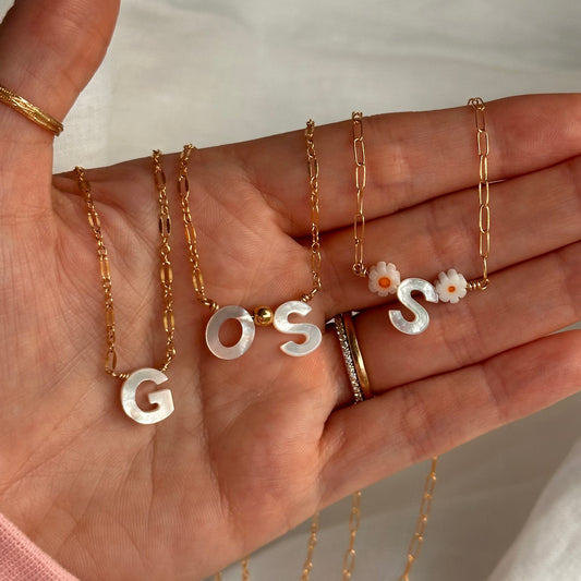 Initial Mother of Pearl Necklace (Includes up to 3 Initial)