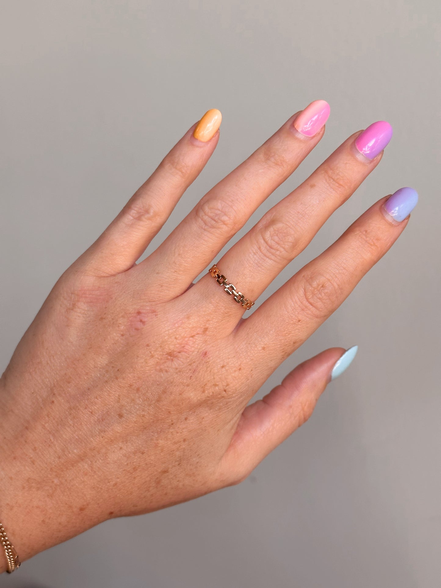 14k Solid Gold Square Link Ring