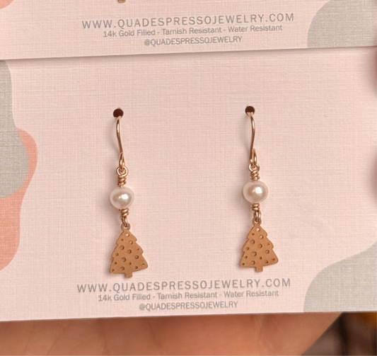 Christmas Tree Pearl Earrings
