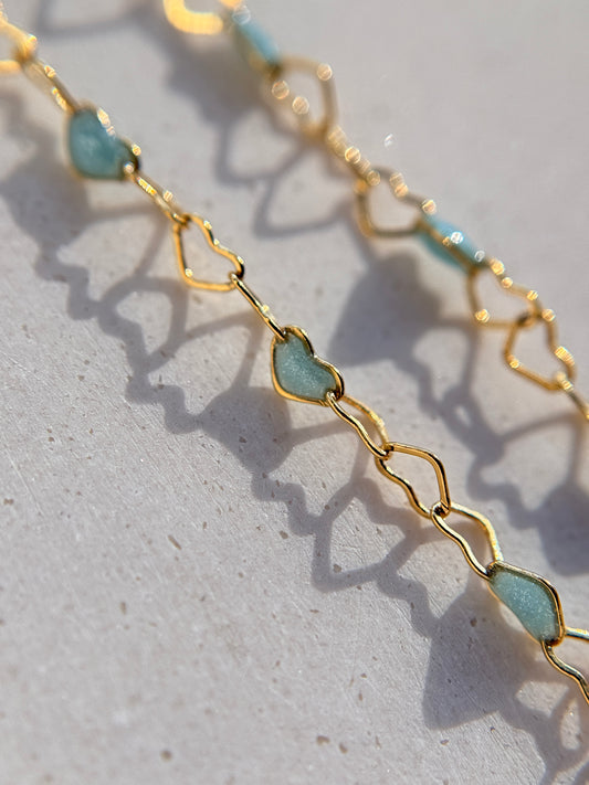 Blue Heart Enamel Bracelet