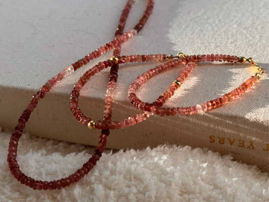 Faceted Pink Tourmaline Necklace & Bracelet
